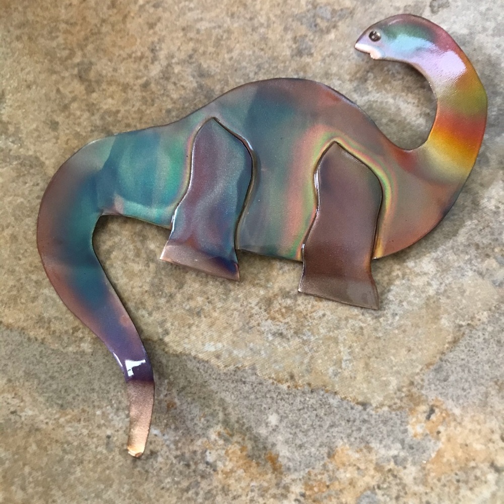 dinosaur artisan brooch